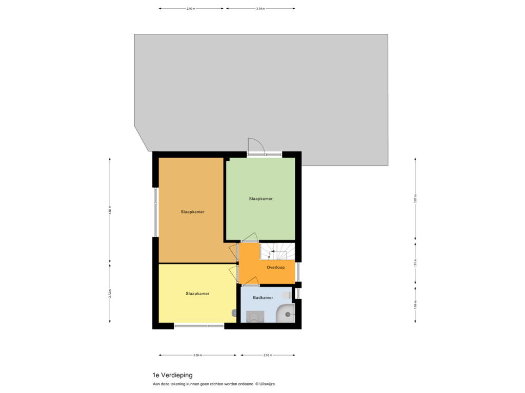 View floorplan of 1e Verdieping of Willem Grolstraat 126