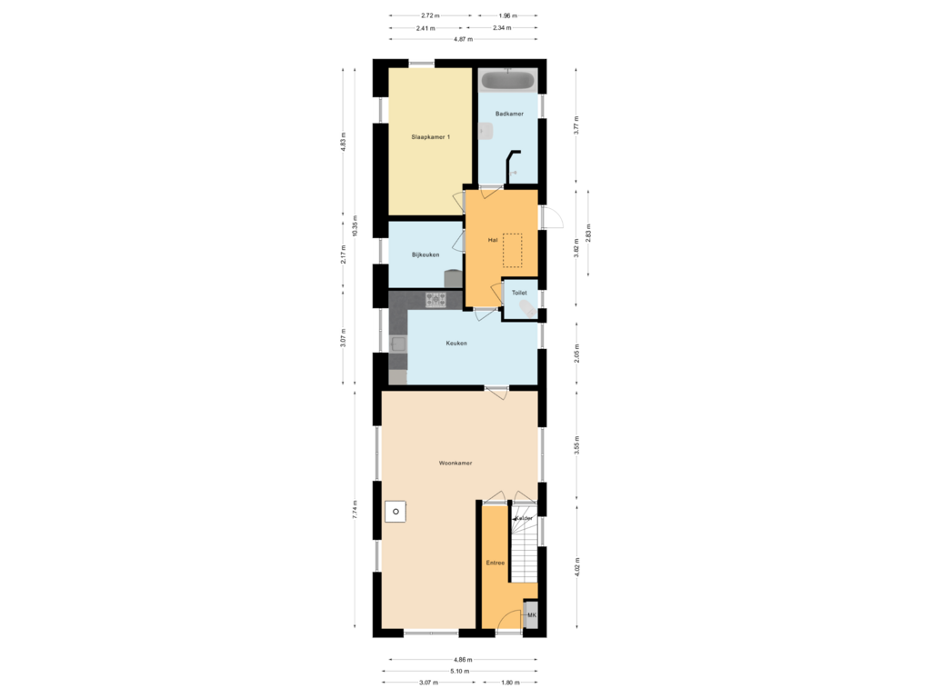 Bekijk plattegrond van Begane grond van Kampsweg 32