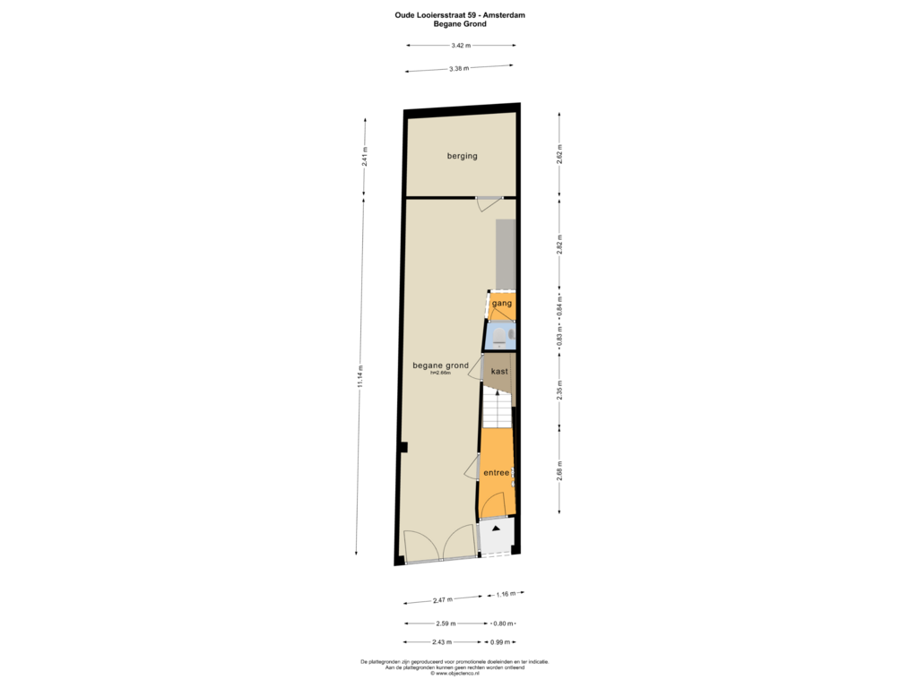 View floorplan of BEGANE GROND of Oude Looiersstraat 59-H