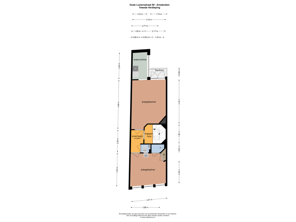 View floorplan of TWEEDE VERDIEPING of Oude Looiersstraat 59-H