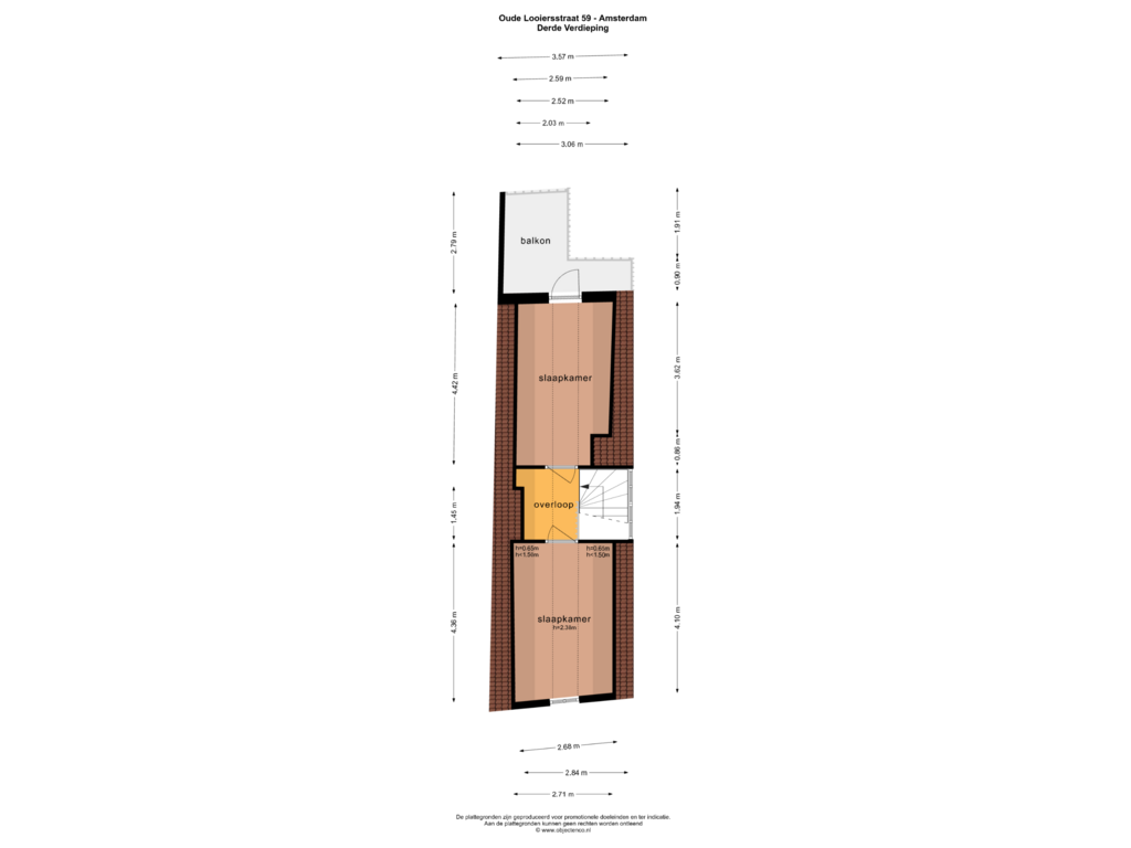 View floorplan of DERDE VERDIEPING of Oude Looiersstraat 59-H