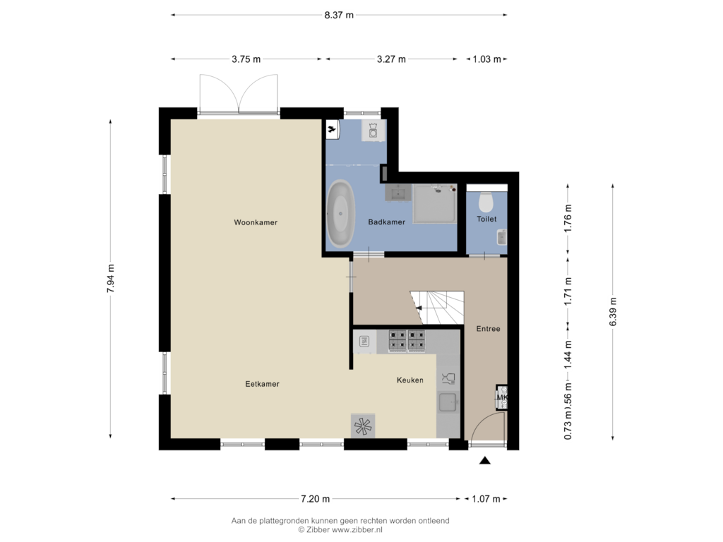 Bekijk plattegrond van Begane grond van Rijperweg 104-A