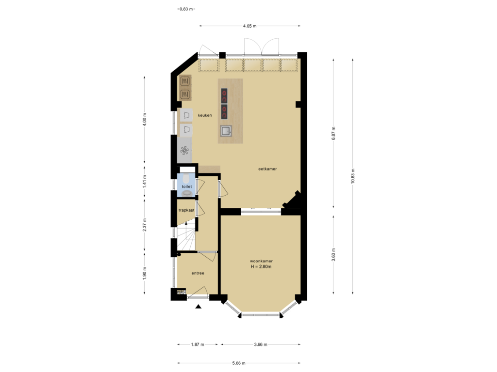 Bekijk plattegrond van Begane Grond van Welgelegenstraat 1