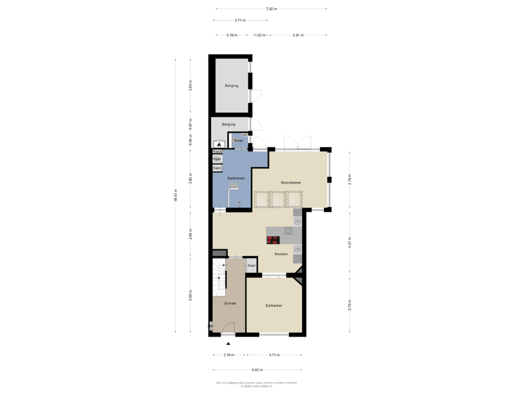 Bekijk plattegrond van Begane grond van Bosstraat 21