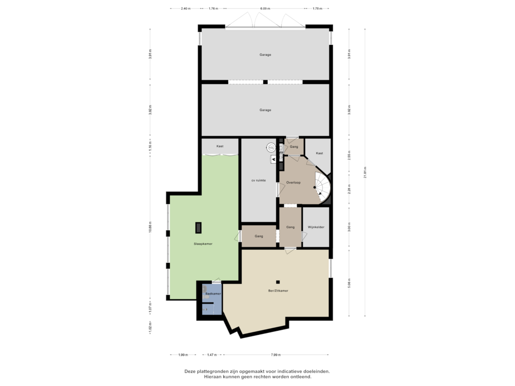 Bekijk plattegrond van Souterrain van Groen van Prinstererlaan 1-A