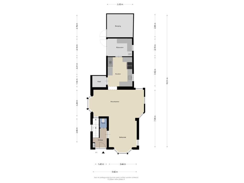 Bekijk plattegrond van Begane Grond van Burg v Roijenstr Oost 111