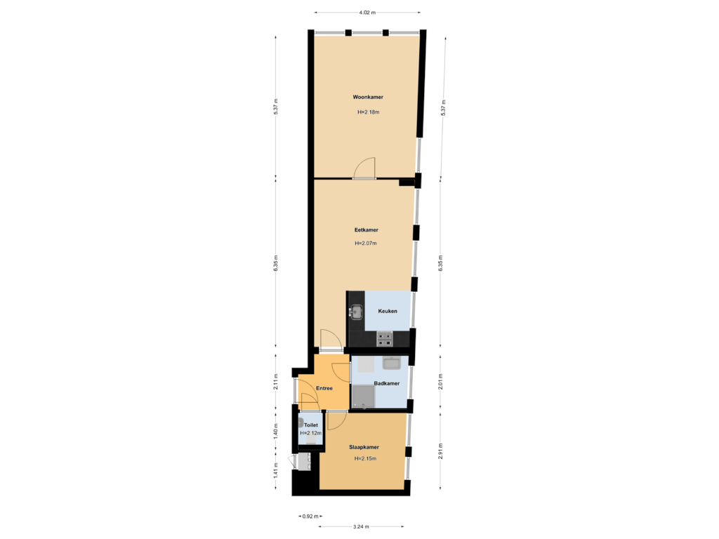 View floorplan of First floor of Paardenstraat 2-B