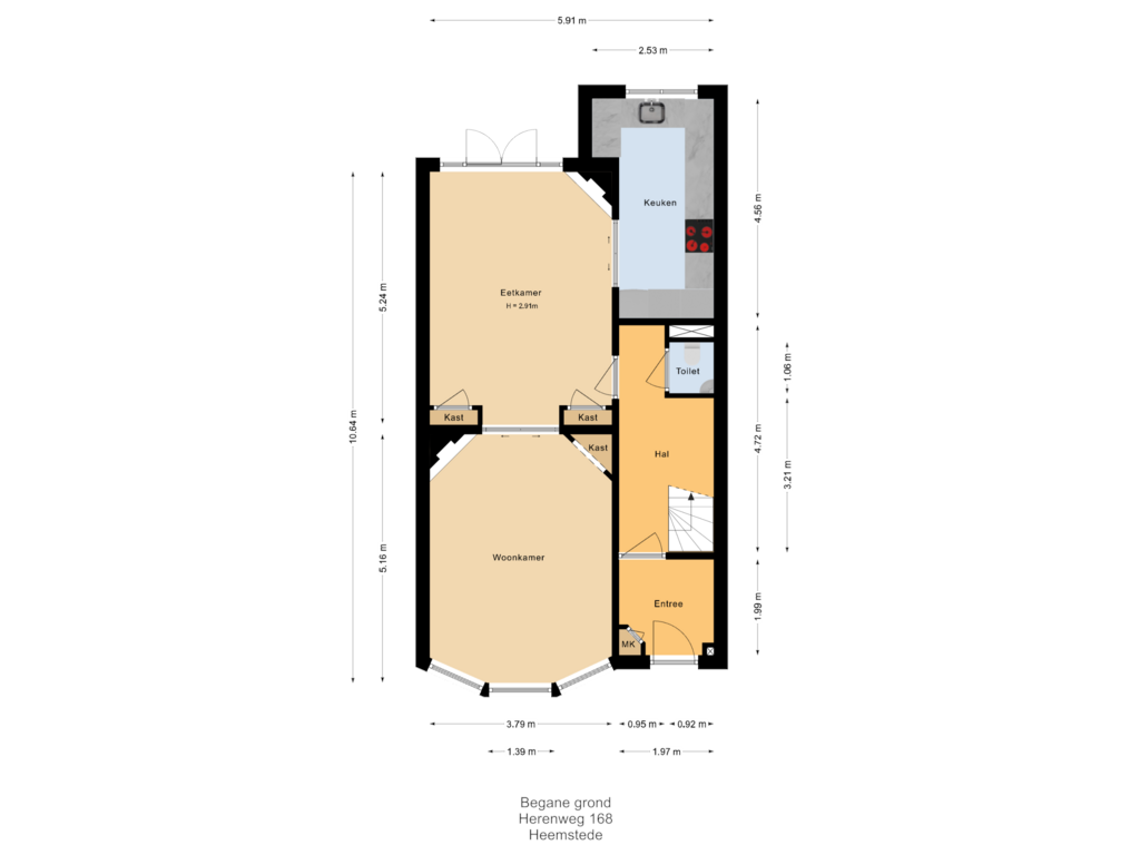 Bekijk plattegrond van Begane grond van Herenweg 168