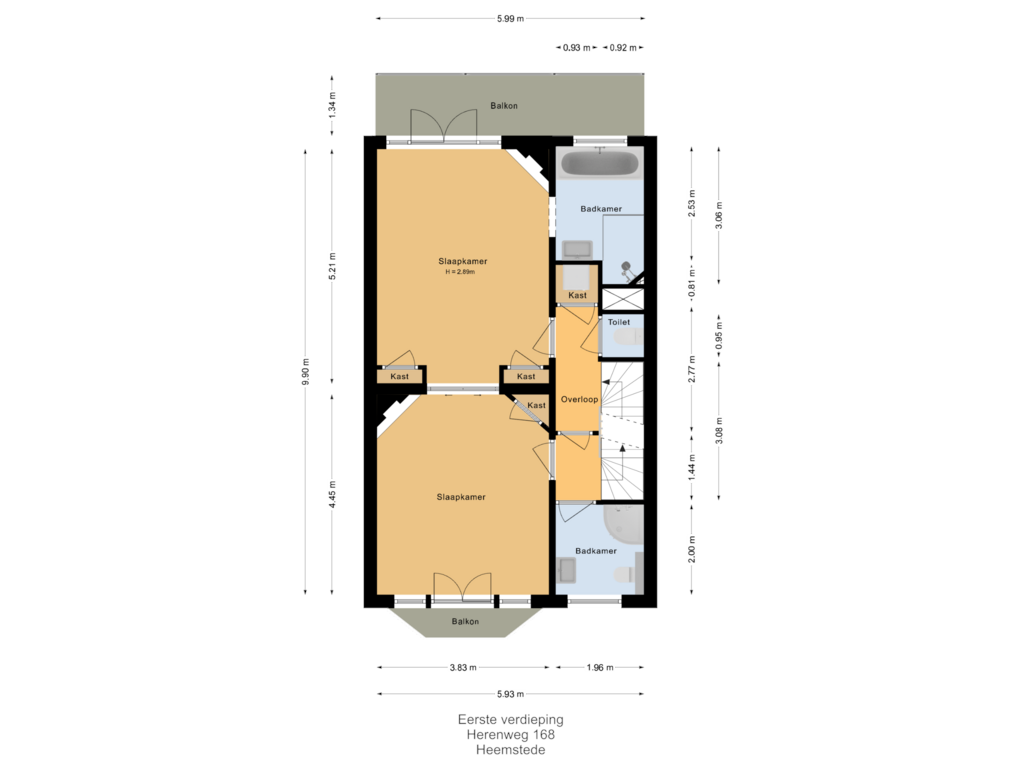 Bekijk plattegrond van Eerste verdieping van Herenweg 168