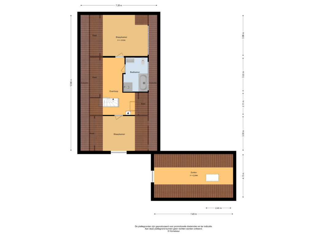 View floorplan of Eerste verdieping  of Noordbeekseweg 12