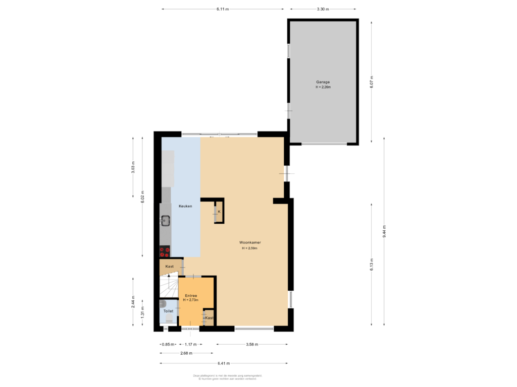 Bekijk plattegrond van Begane grond van Kapelstraat 86