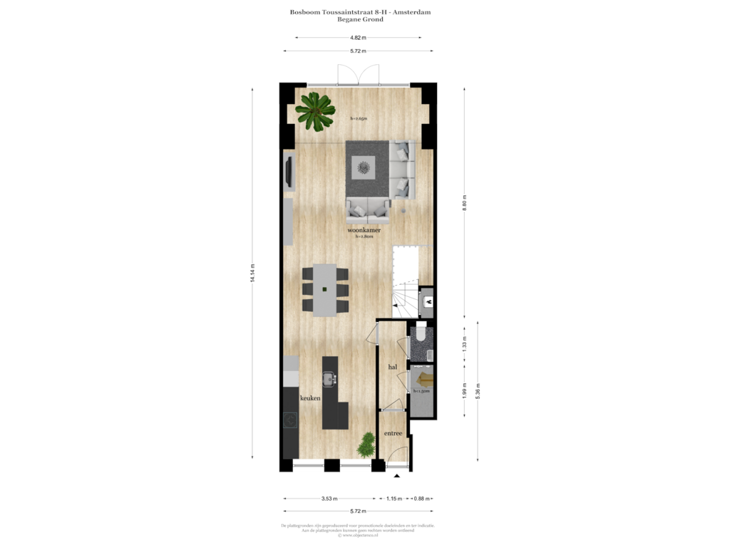 Bekijk plattegrond van BEGANE GROND van Bosboom Toussaintstraat 8-H