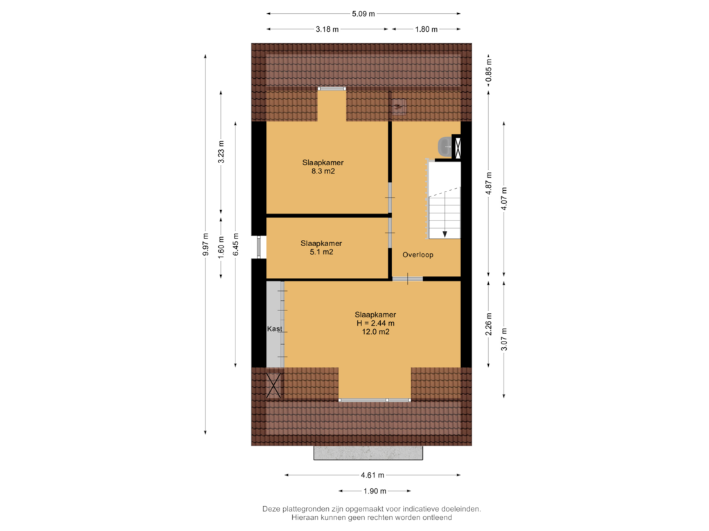 View floorplan of 3e Verdieping of Wolphaertsbocht 180-B