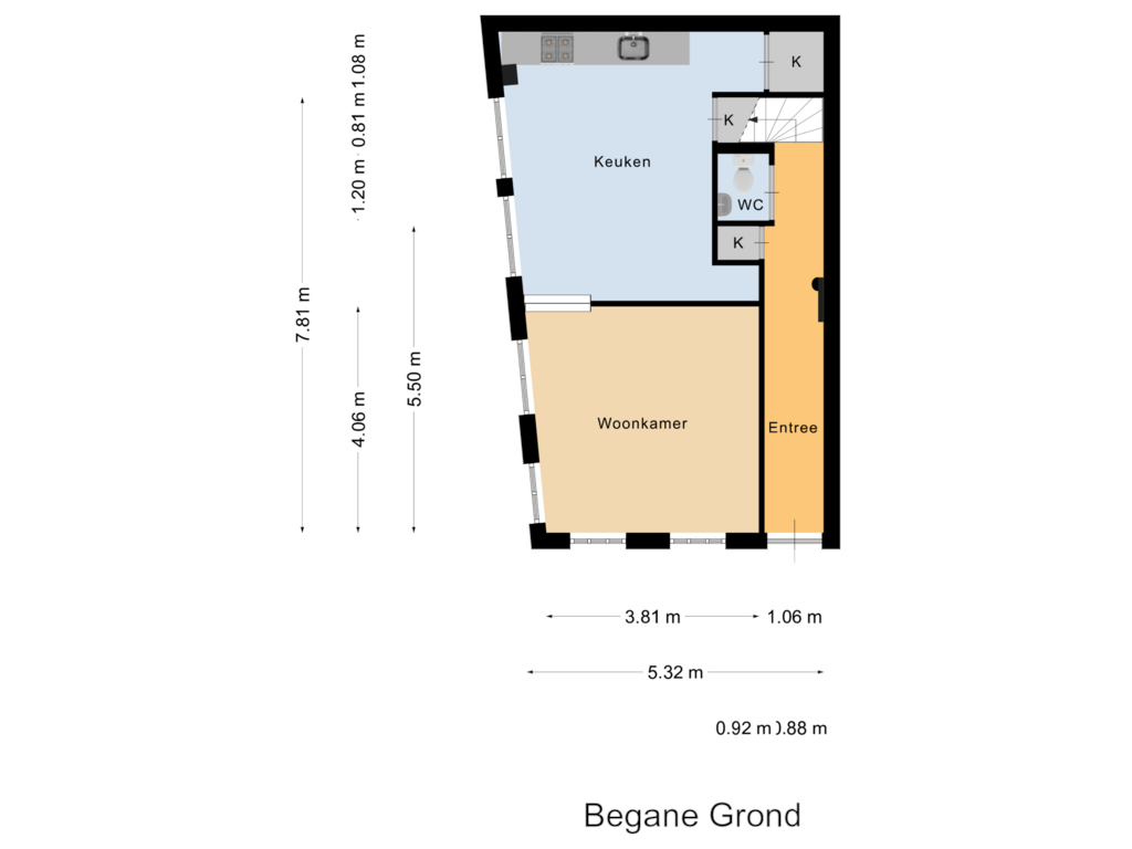 Bekijk plattegrond van Begane Grond van Hoogstraat 91