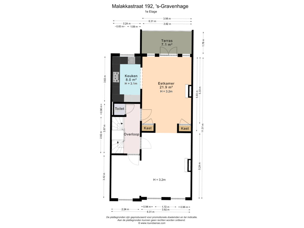 Bekijk plattegrond van 1e Etage van Malakkastraat 192