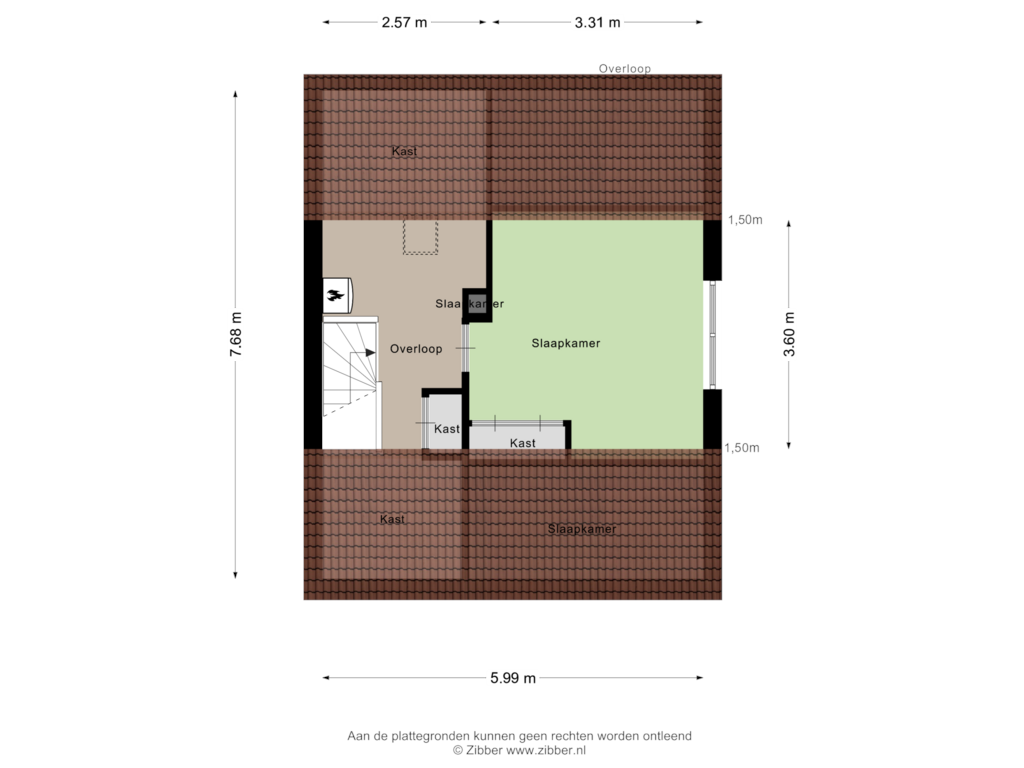 View floorplan of Tweede Verdieping of van Brakelstraat 7