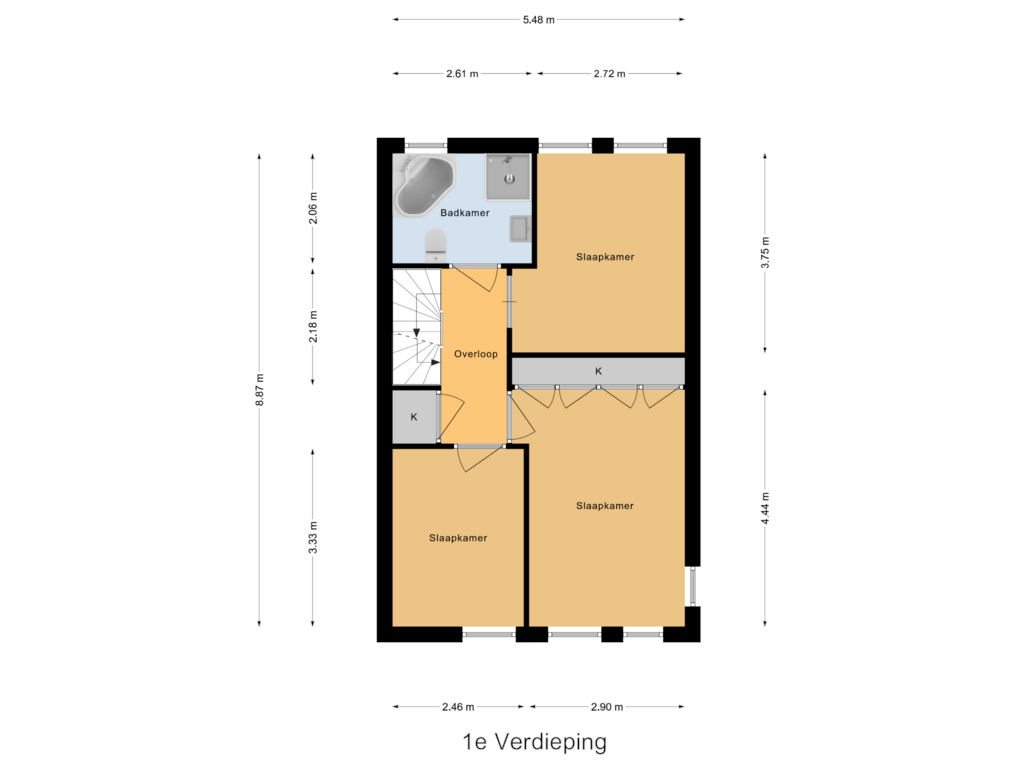 View floorplan of 1e Verdieping of Sleutelbloem 3