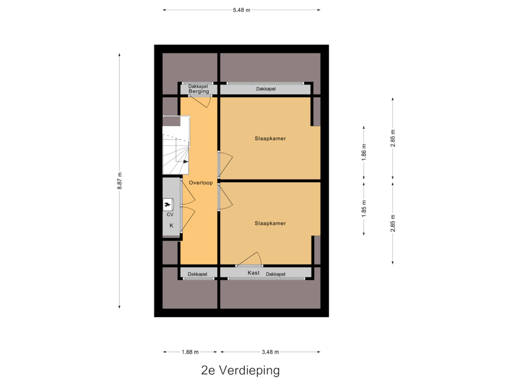 View floorplan of 2e Verdieping of Sleutelbloem 3