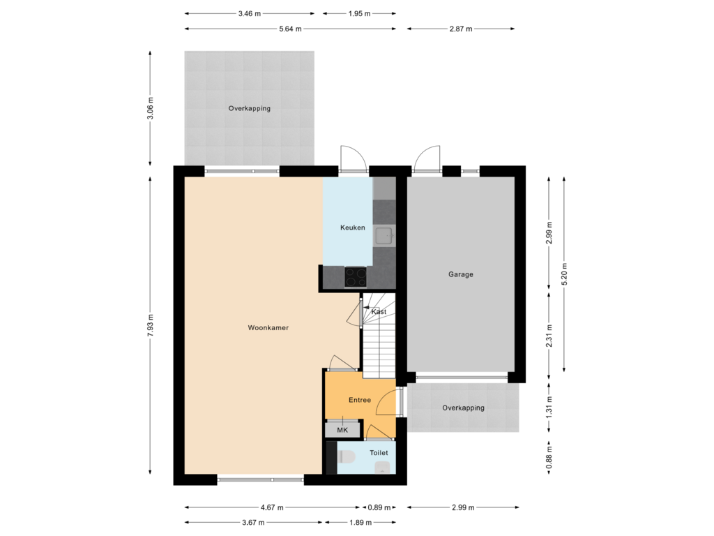 Bekijk plattegrond van Begane grond van Jeroen Boschstraat 7