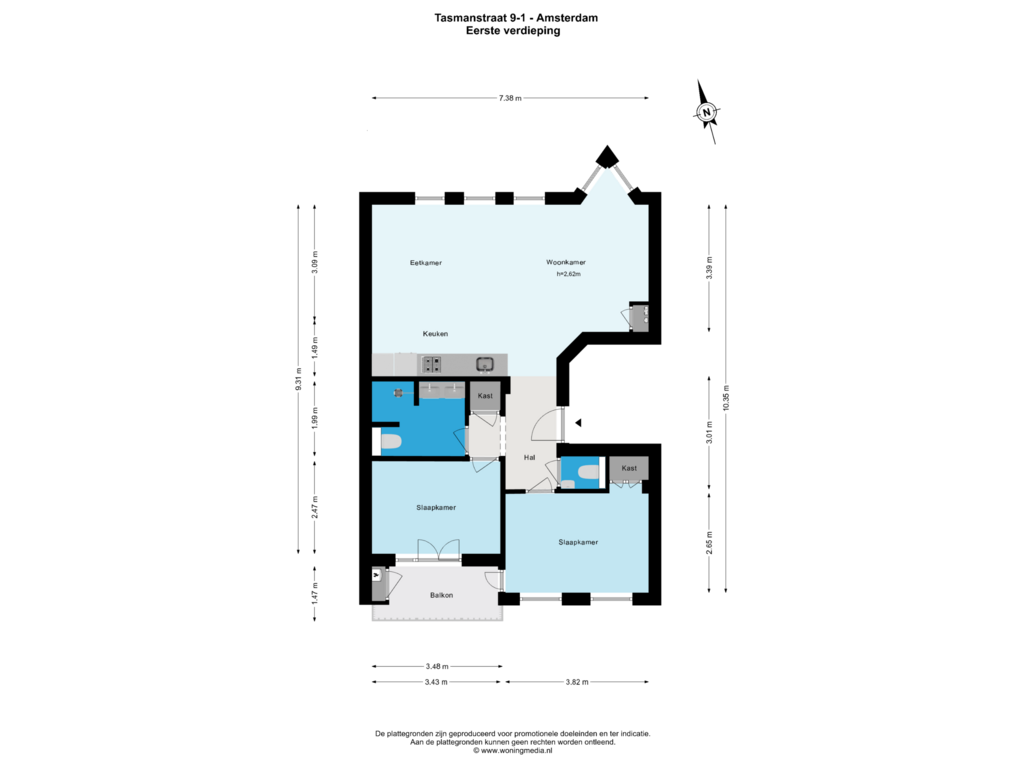 Bekijk plattegrond van Eerste verdieping van Tasmanstraat 9-1