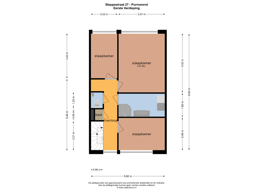 Bekijk plattegrond van EERSTE VERDIEPING van Steppestraat 27