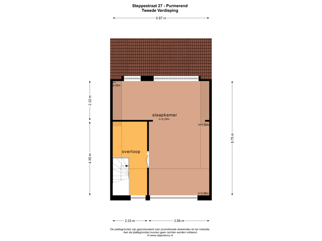 Bekijk plattegrond van TWEEDE VERDIEPING van Steppestraat 27