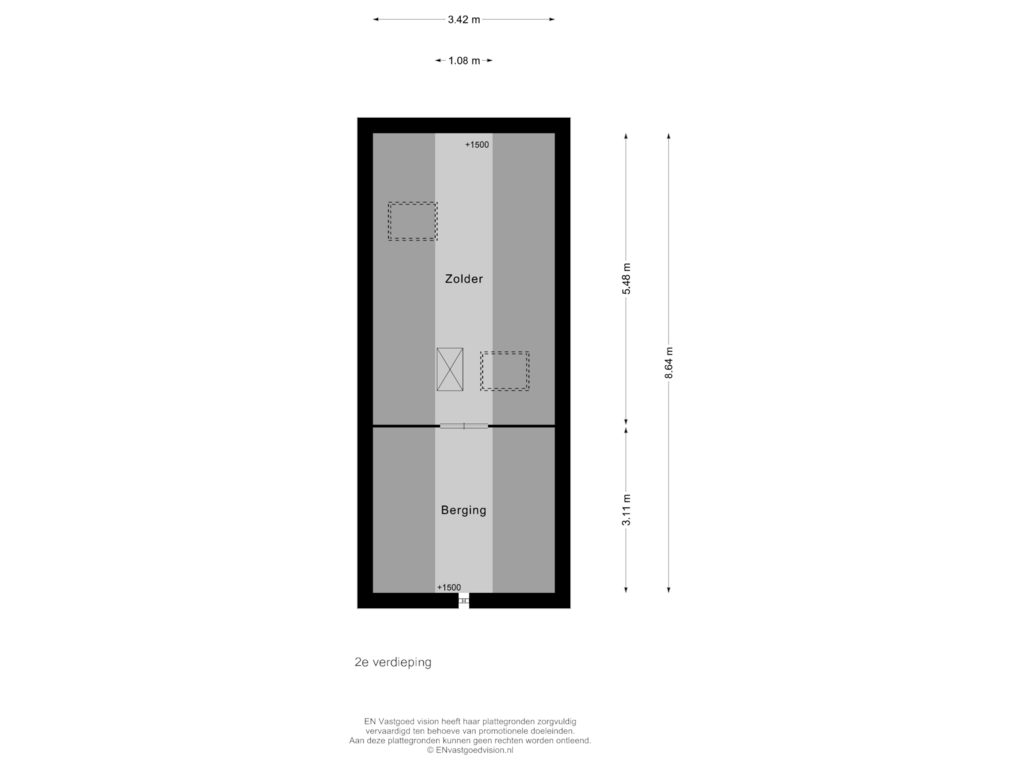 View floorplan of 2e verdieping of Busch en Dam 16