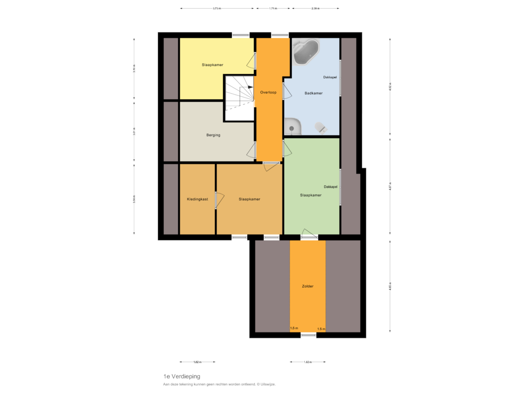 View floorplan of 1e Verdieping of Vledderdiep 43