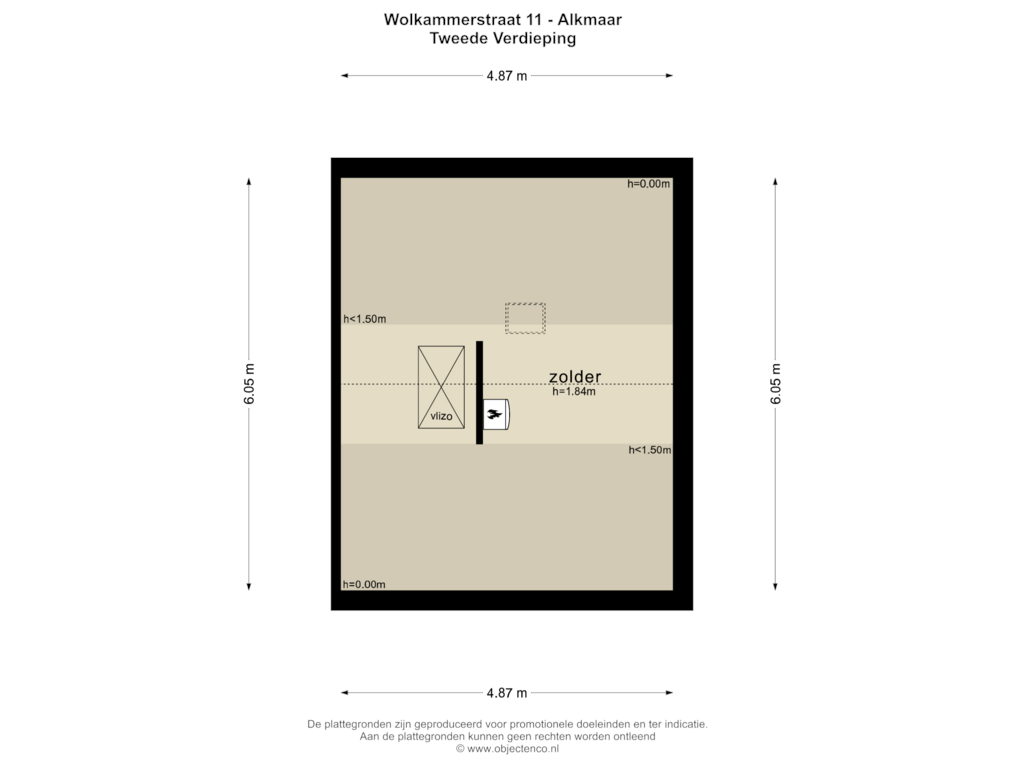 Bekijk plattegrond van TWEEDE VERDIEPING van Wolkammerstraat 11