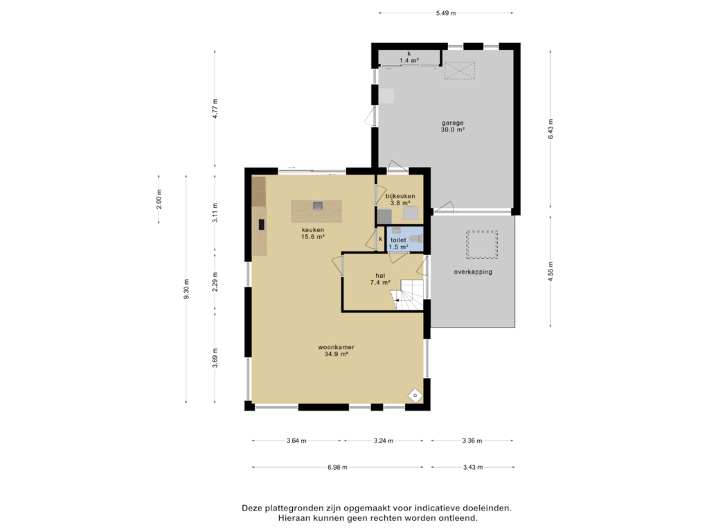 Bekijk plattegrond van Begane grond van Gedempte Vaart 44-A