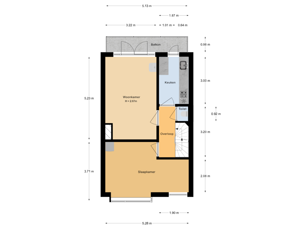 View floorplan of 1e verdieping of Balijelaan 91-BS