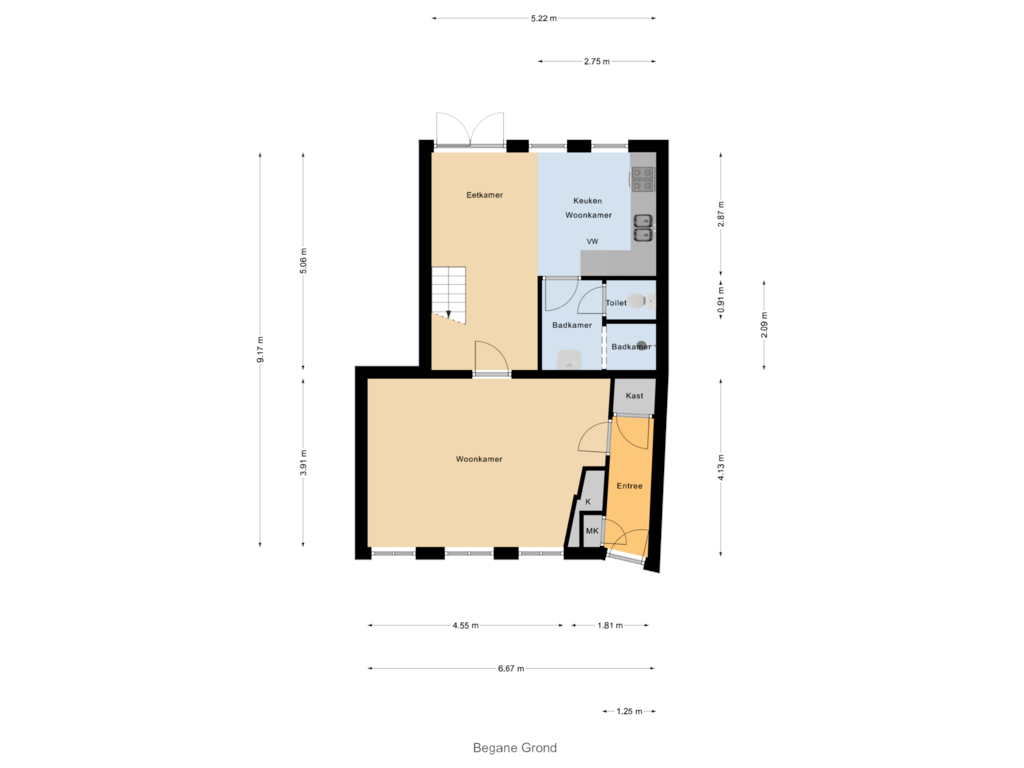 Bekijk plattegrond van Begane Grond van Ring 22