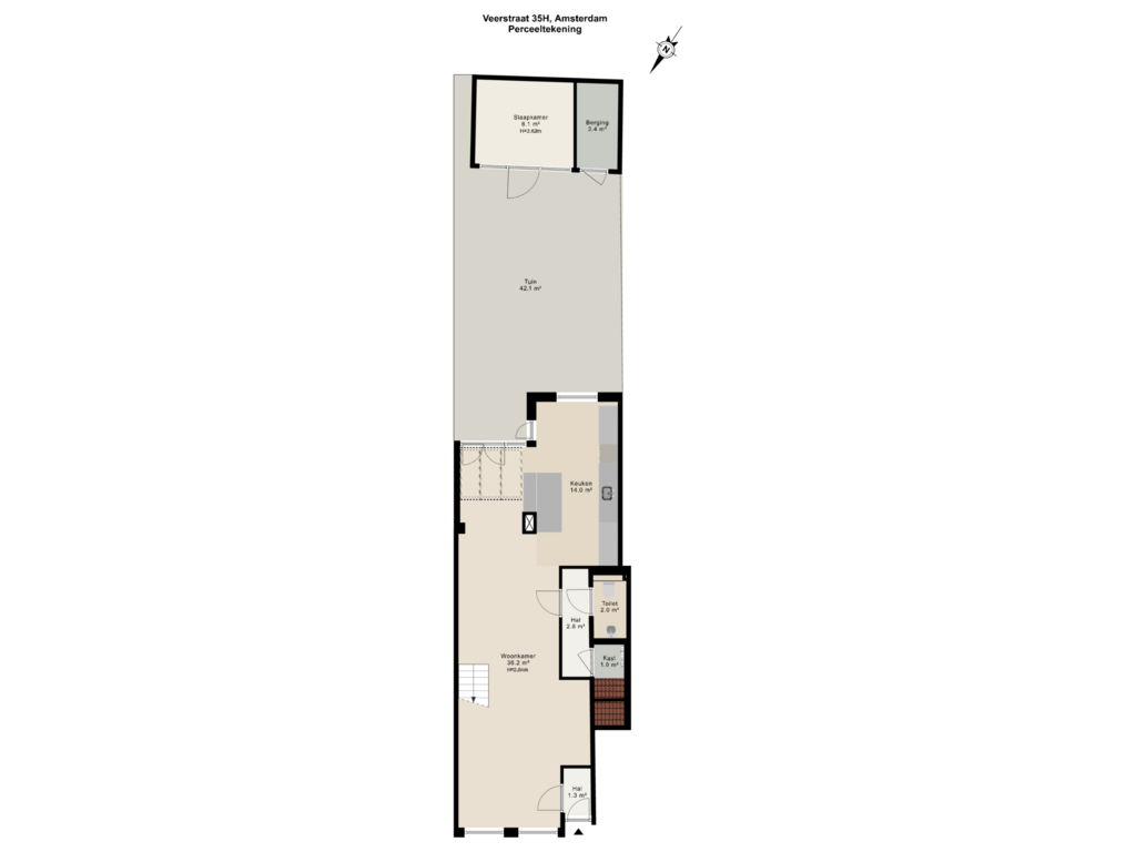 Bekijk plattegrond van Perceeltekening van Veerstraat 35-H