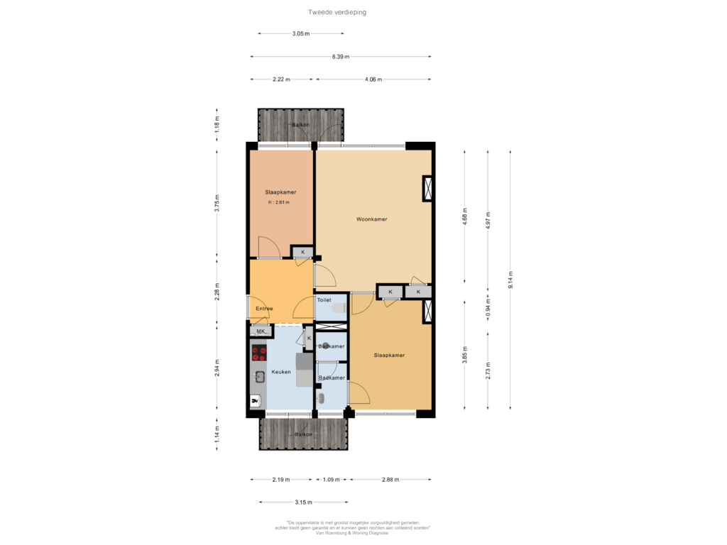 Bekijk plattegrond van Tweede verdieping van Valeriusstraat 24