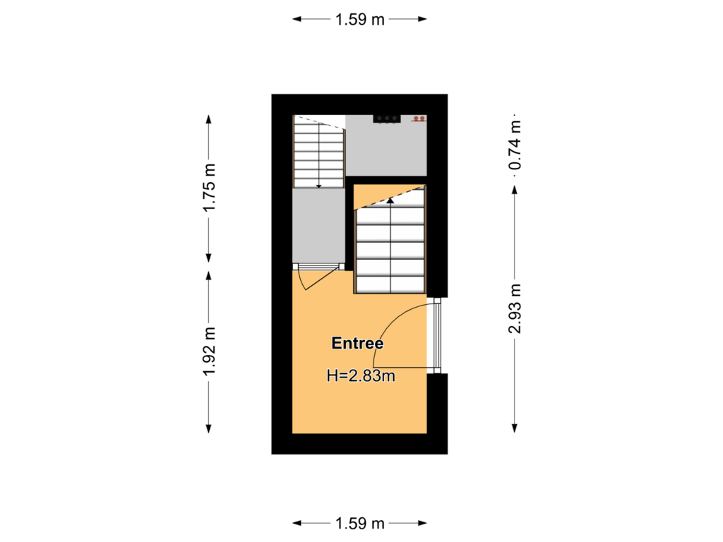 View floorplan of Entree of Donkerstraat 48