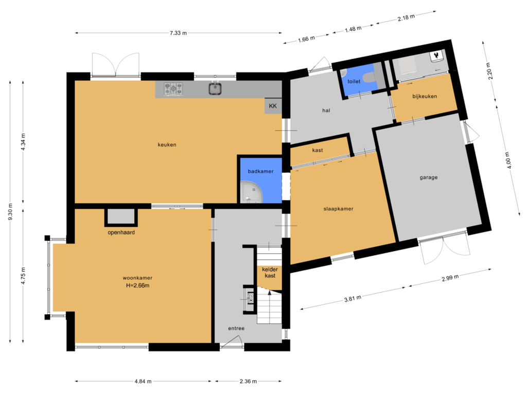 Bekijk plattegrond van Begane grond van Schotkamp 30