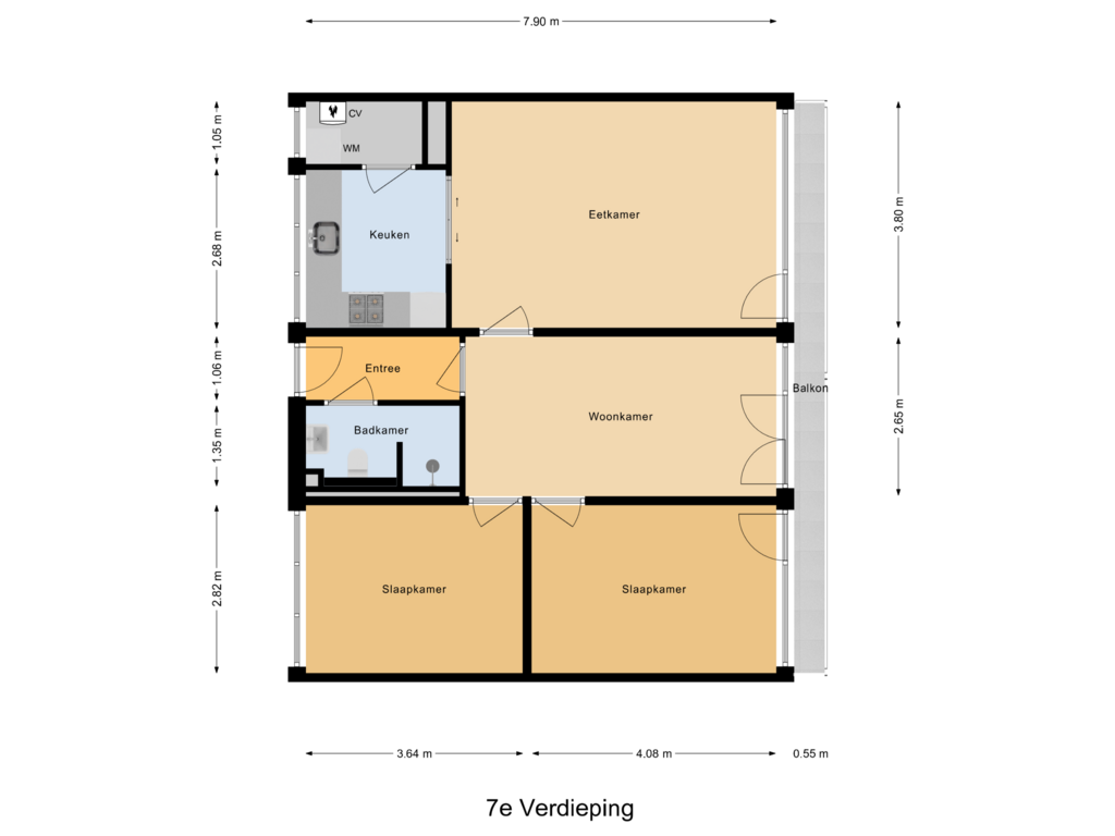 View floorplan of 7e Verdieping of Anna Paulownalaan 158