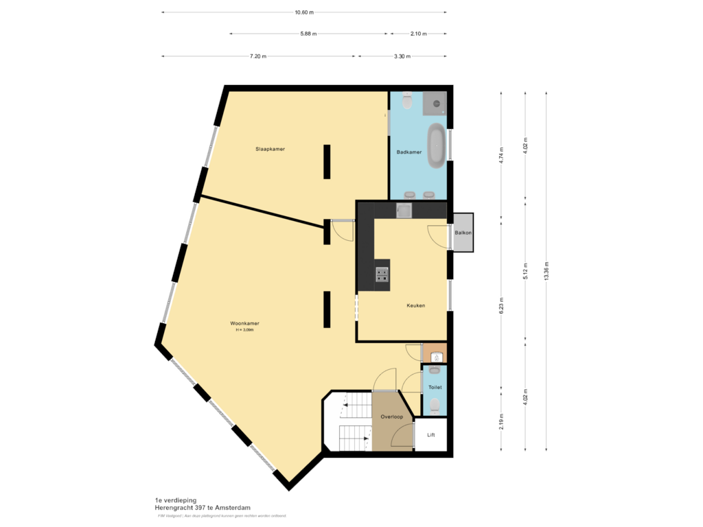 View floorplan of 1e verdieping of Herengracht 397-H