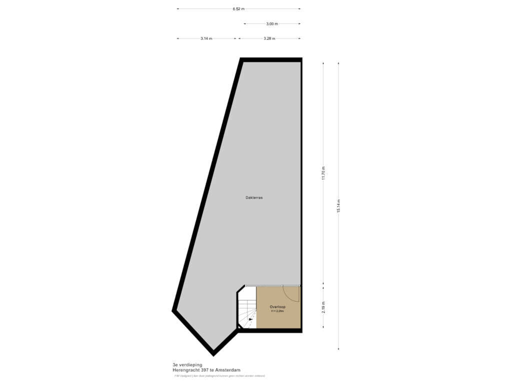 View floorplan of 3e verdieping of Herengracht 397-H