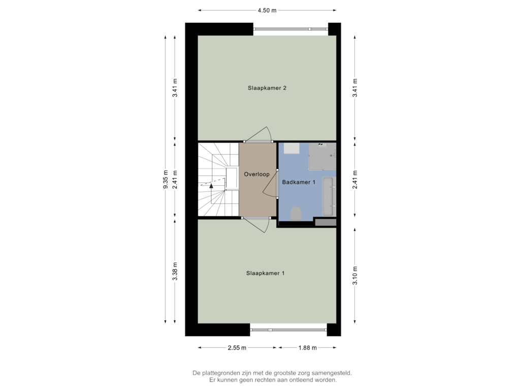 View floorplan of Eerste verdieping of Zuidhornstraat 4