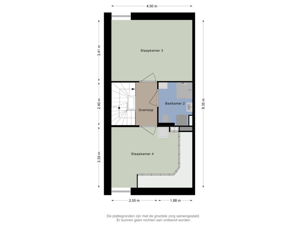 View floorplan of Tweede verdieping of Zuidhornstraat 4