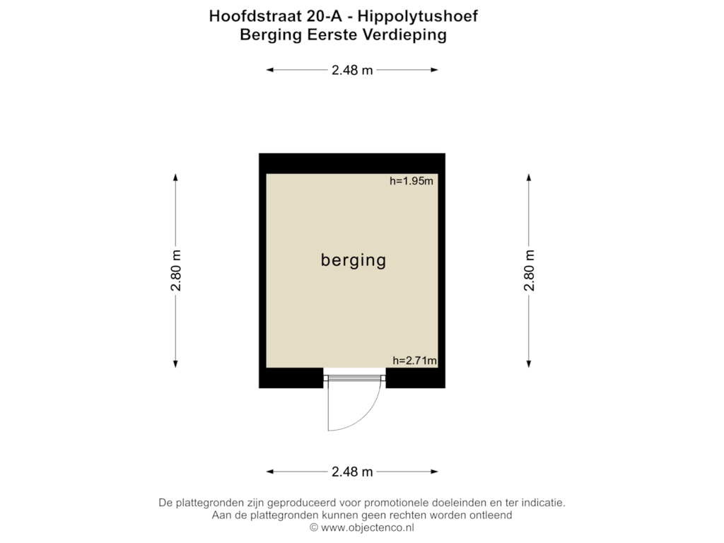 Bekijk plattegrond van BERGING EERSTE VERDIEPING van Hoofdstraat 20-A