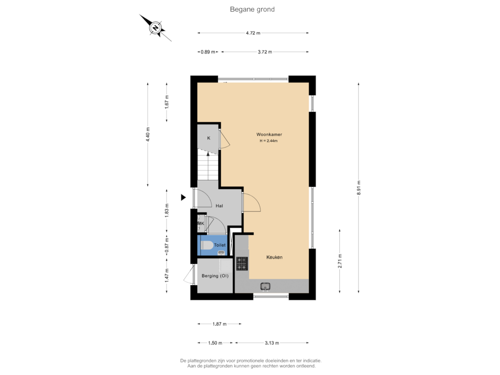 Bekijk plattegrond van Begane grond van Vinkenkade 77-R37