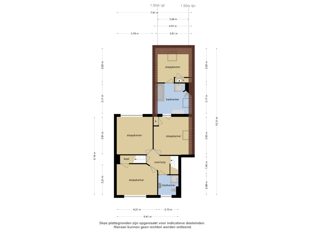 View floorplan of 1e verdieping of Dokter Rauppstraat 24