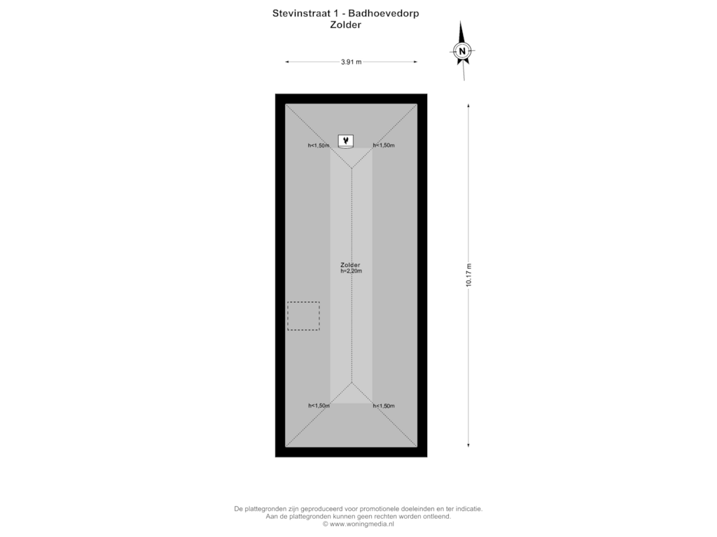 Bekijk plattegrond van Zolder van Stevinstraat 1