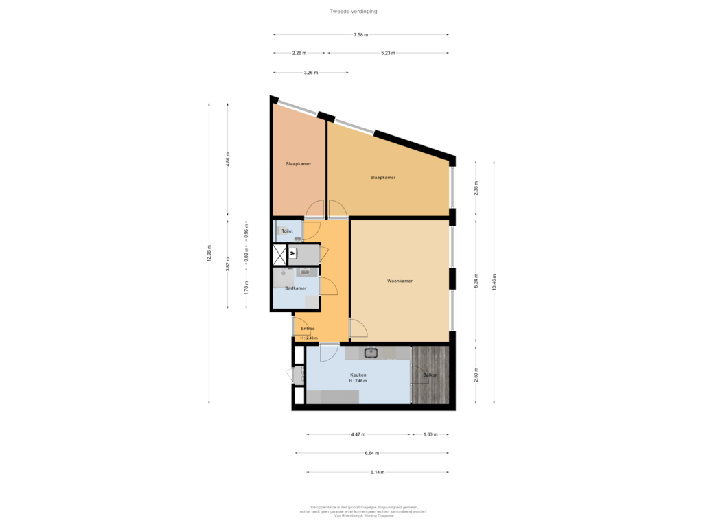 View floorplan of Tweede verdieping of Bilderdijkstraat 58-E