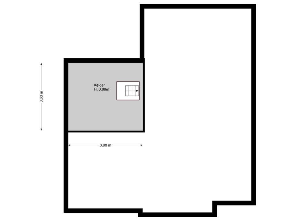 Bekijk plattegrond van Kelder van Huizerstraatweg 63