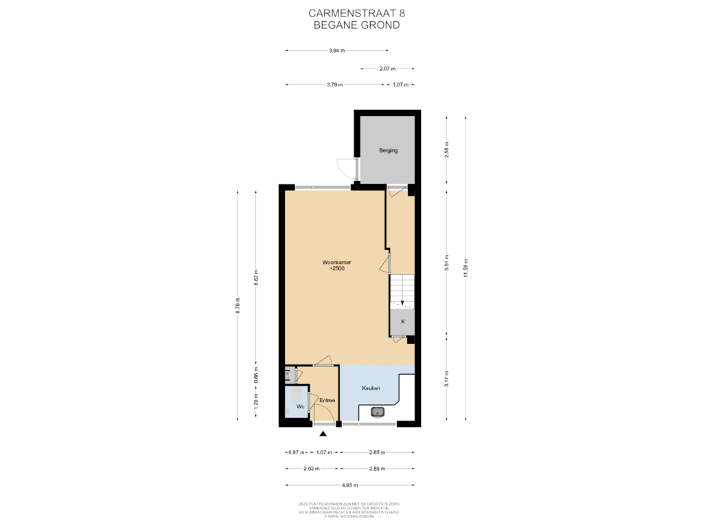 Bekijk plattegrond van Begane grond van Carmenstraat 8