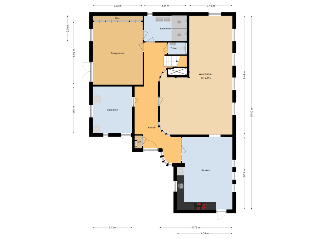 Bekijk plattegrond van Begane grond van Kattenbroekerweg 8