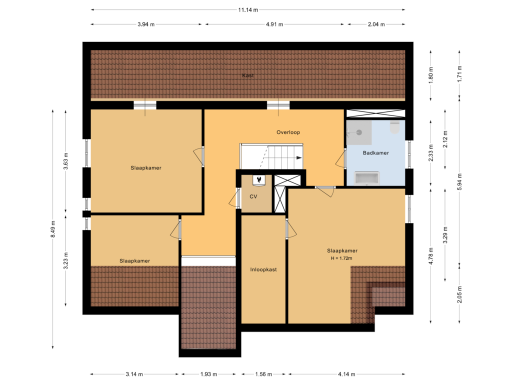 Bekijk plattegrond van Eerste verdieping van Kattenbroekerweg 8